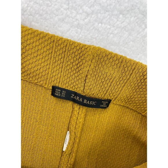 ZARA Basic Knit Skirt Women’s Size XS Mustard Gold Ribbed Stretch Casual - Picture 9 of 9